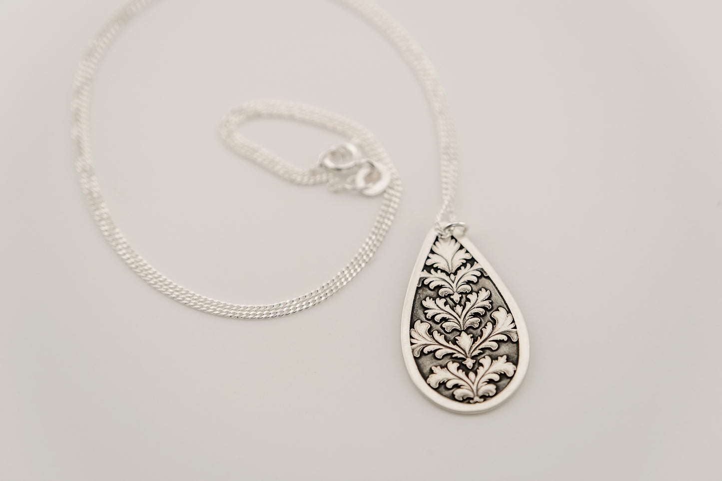 Necklace, Engraved Baroque Teardrop Necklace
