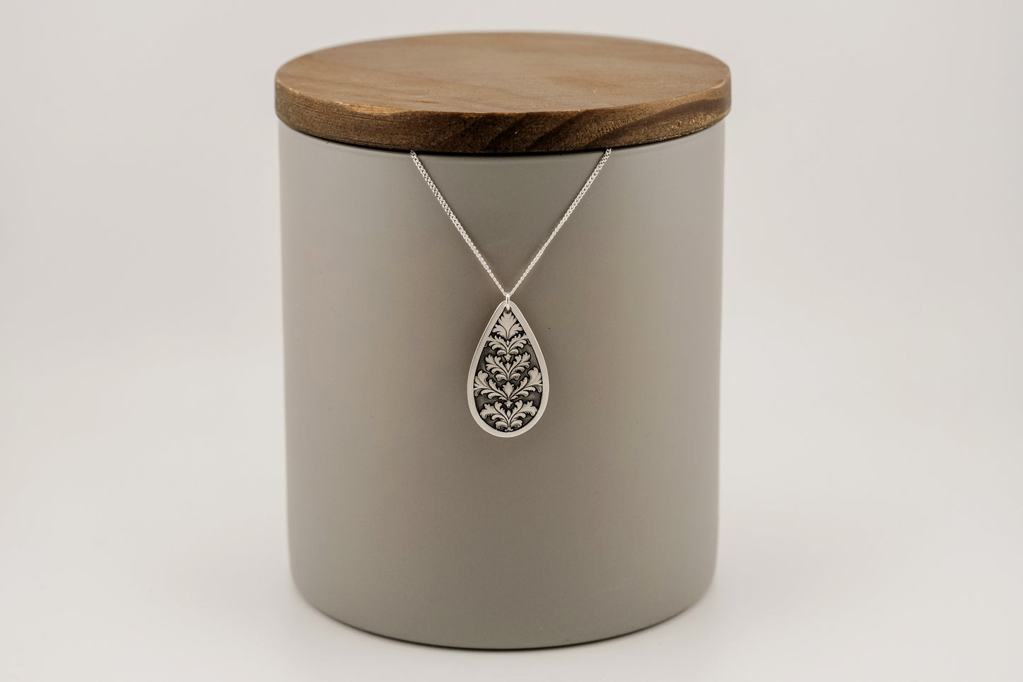Necklace, Engraved Baroque Teardrop Necklace