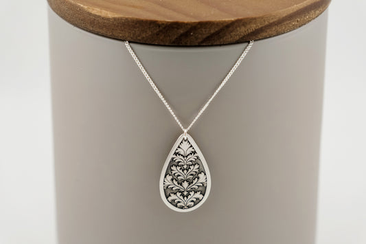 Necklace, Engraved Baroque Teardrop Necklace
