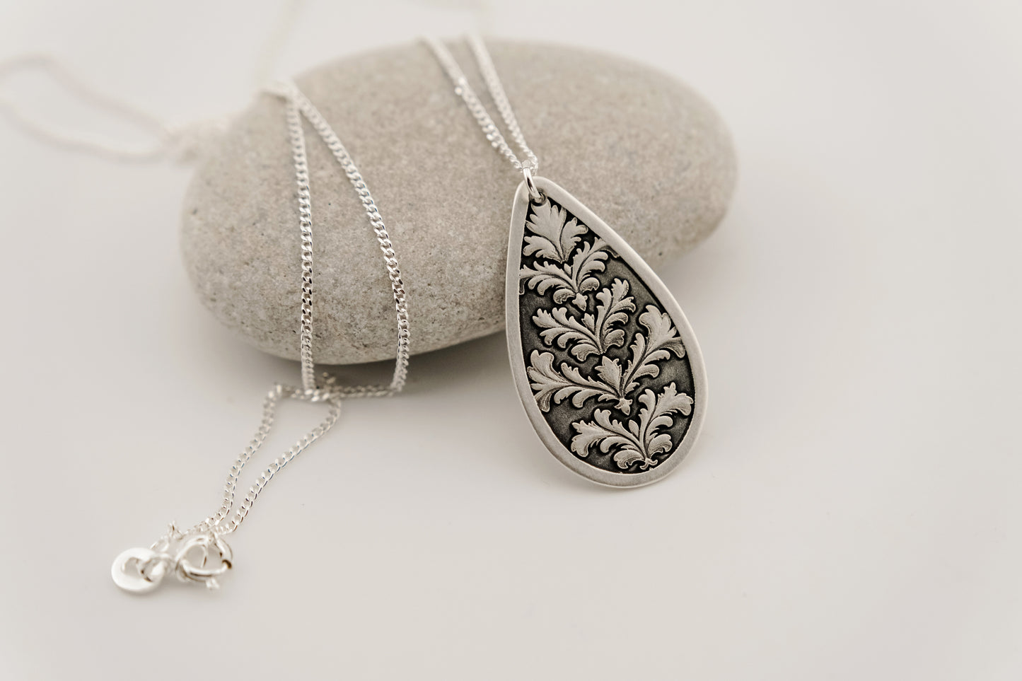 Necklace, Engraved Baroque Teardrop Necklace