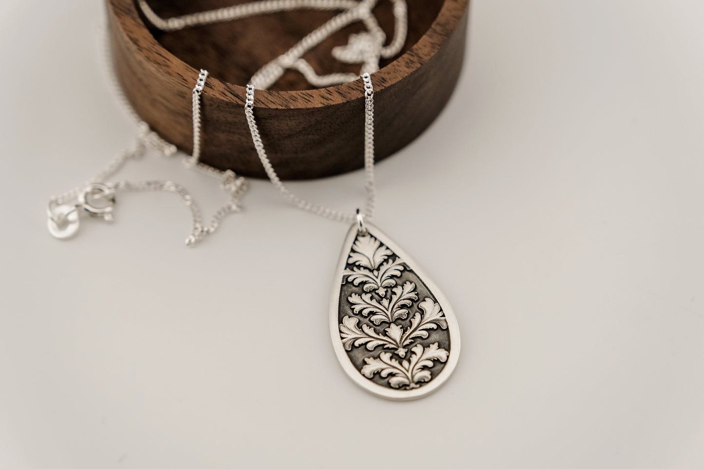 Necklace, Engraved Baroque Teardrop Necklace