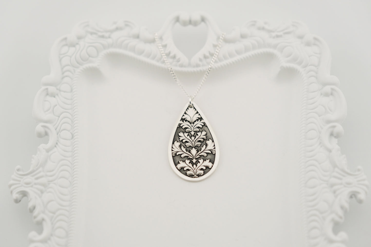 Necklace, Engraved Baroque Teardrop Necklace
