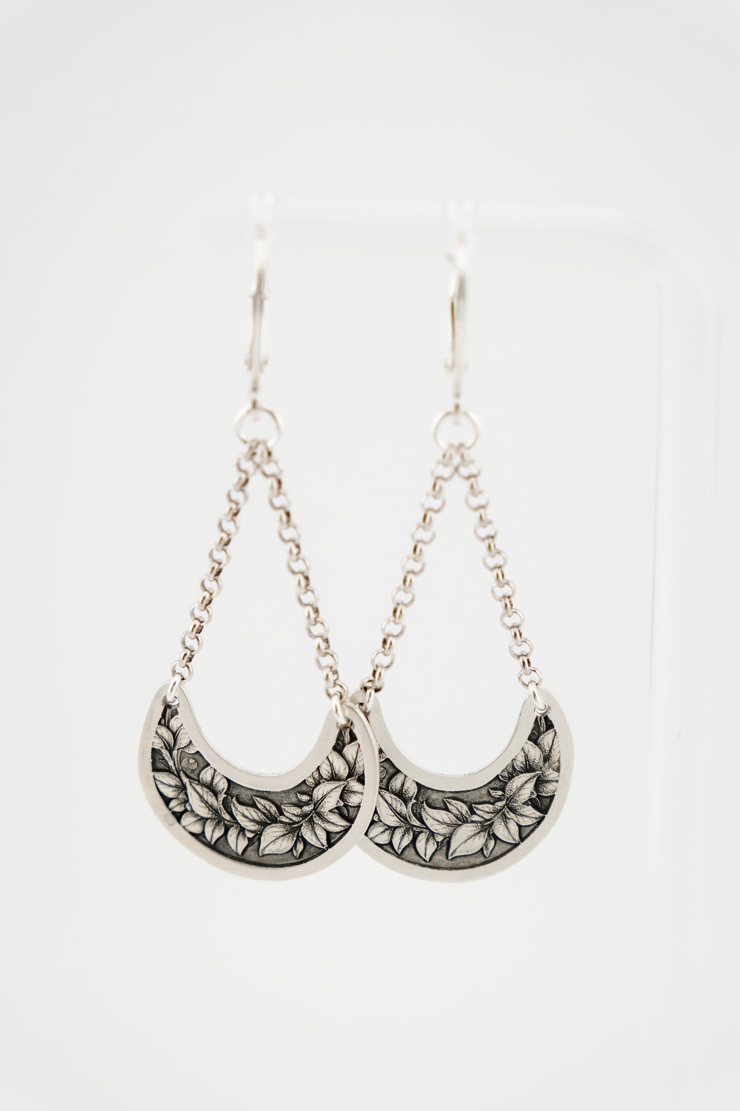 Earrings, Engraved Crescent Dangle Earrings