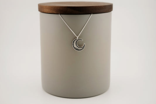 Necklace, Engraved Crescent Moon Necklace