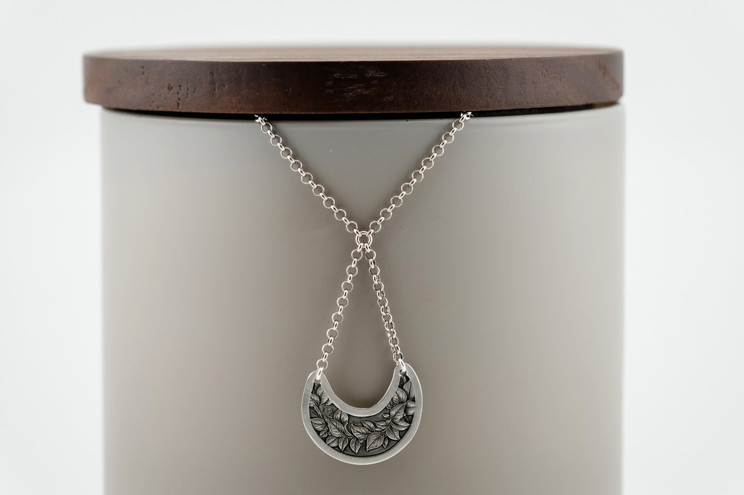 Necklace, Engraved Crescent Necklace