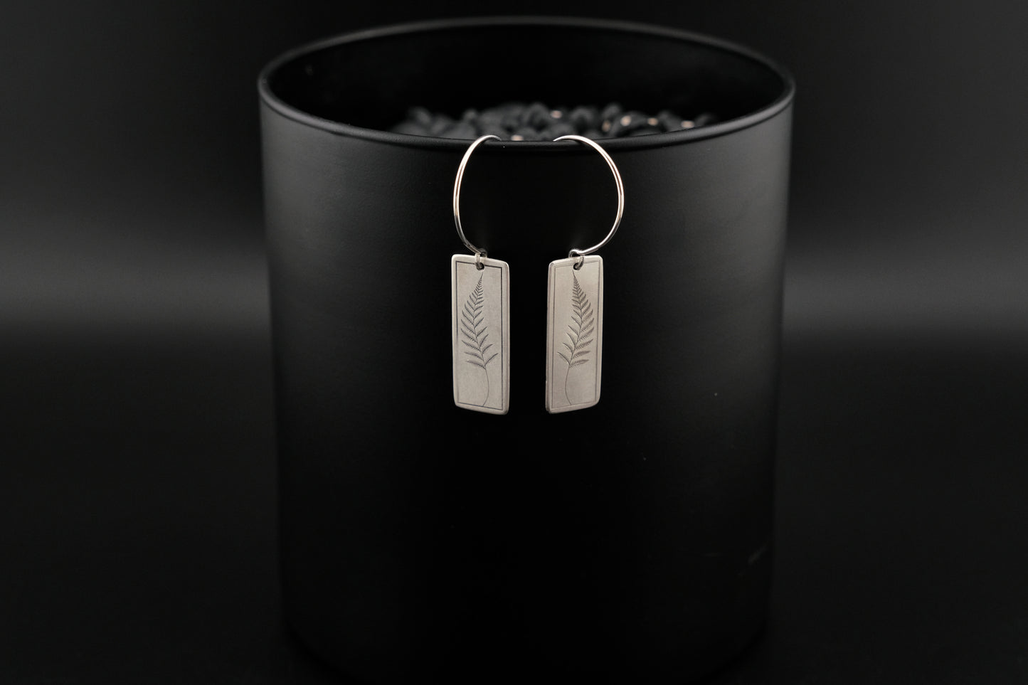 Earrings, Engraved Fern Earrings