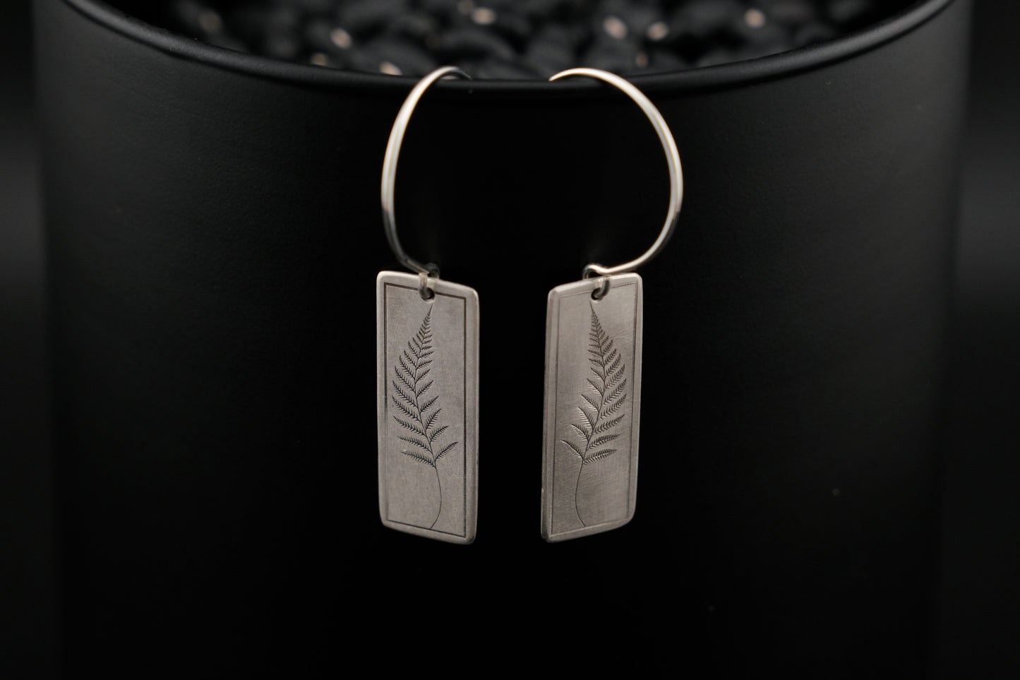 Earrings, Engraved Fern Earrings