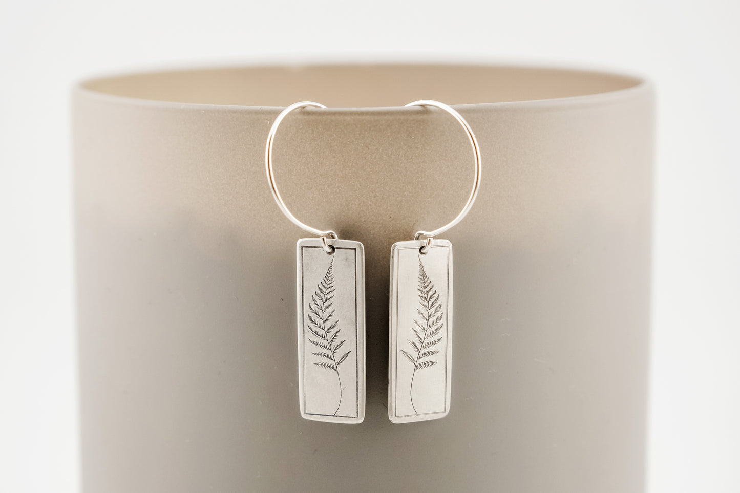 Earrings, Engraved Fern Earrings