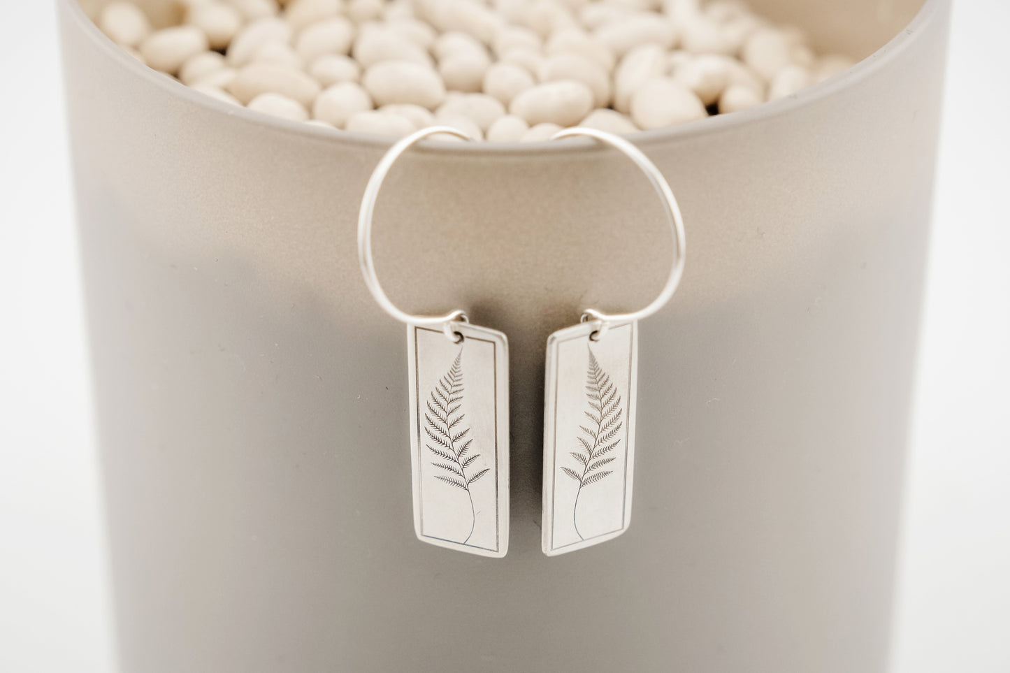 Earrings, Engraved Fern Earrings