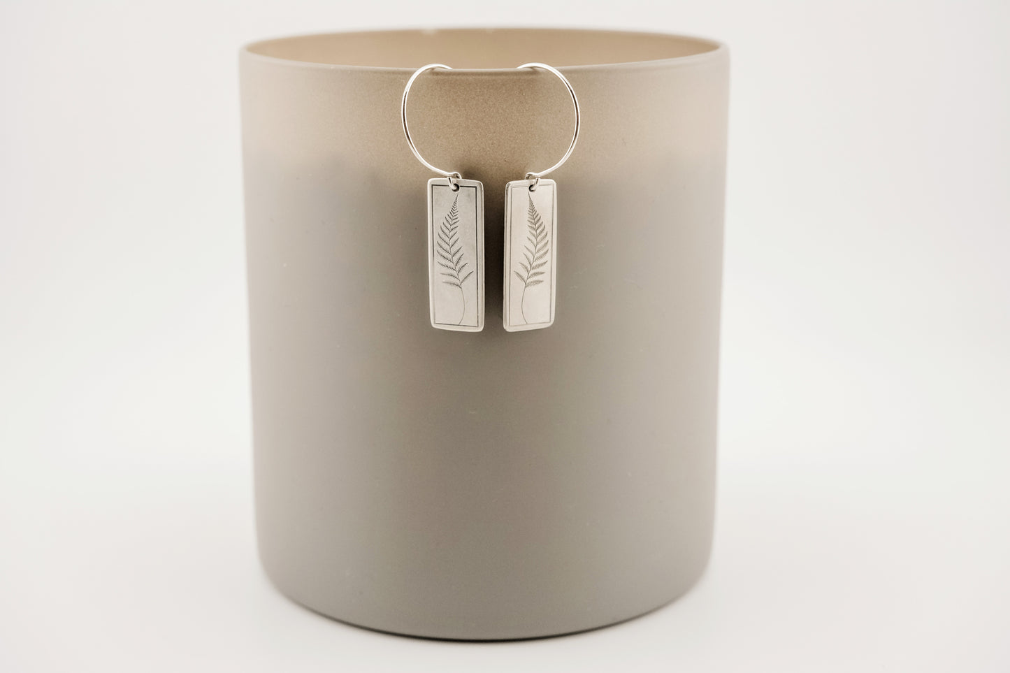 Earrings, Engraved Fern Earrings