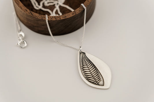 Necklace, Engraved "Fern Stem" Necklace