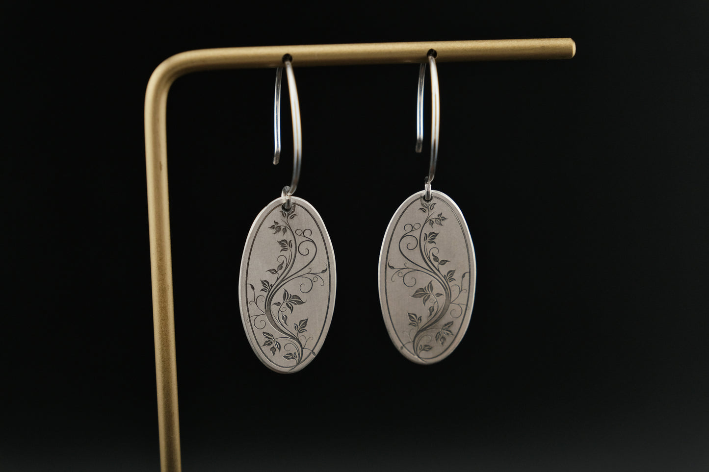 Earrings, Engraved Floral Earrings