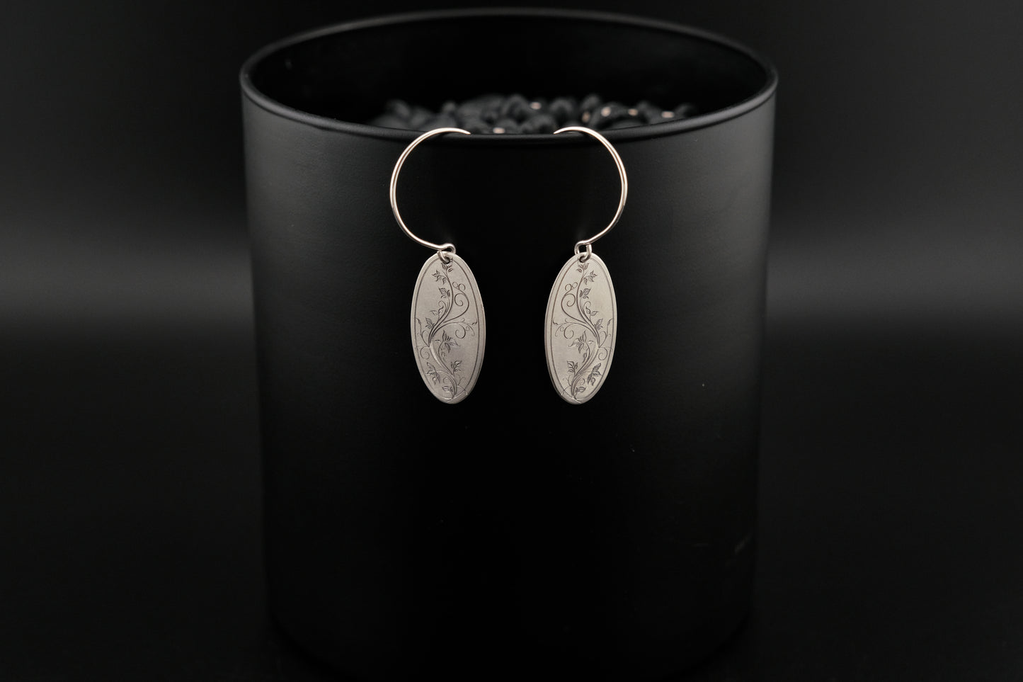 Earrings, Engraved Floral Earrings