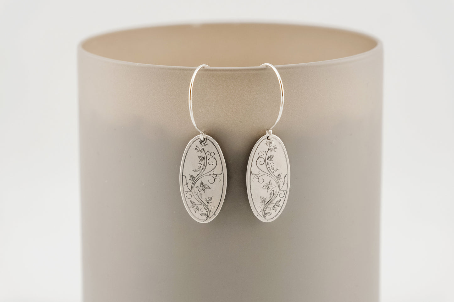 Earrings, Engraved Floral Earrings