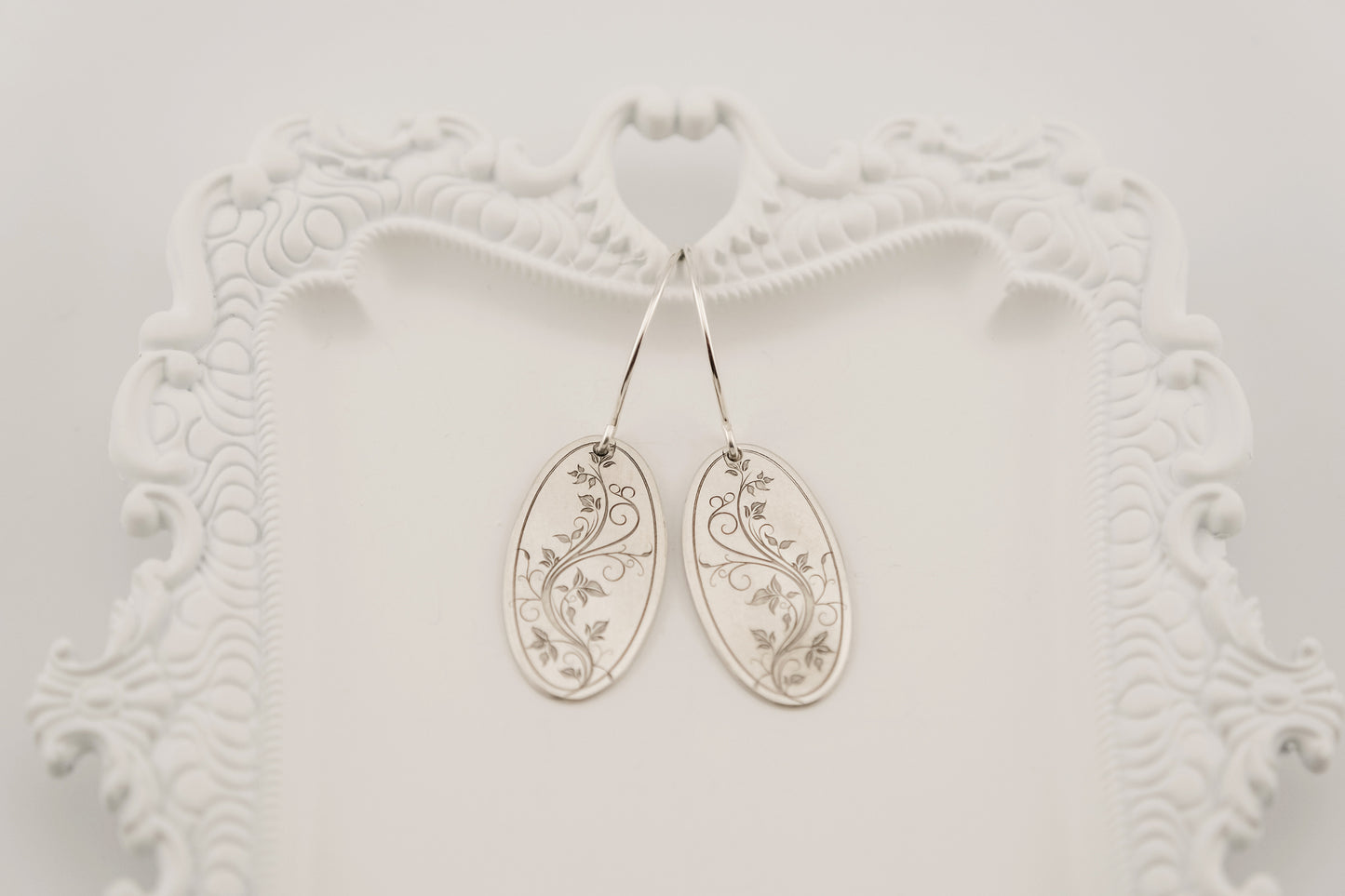 Earrings, Engraved Floral Earrings