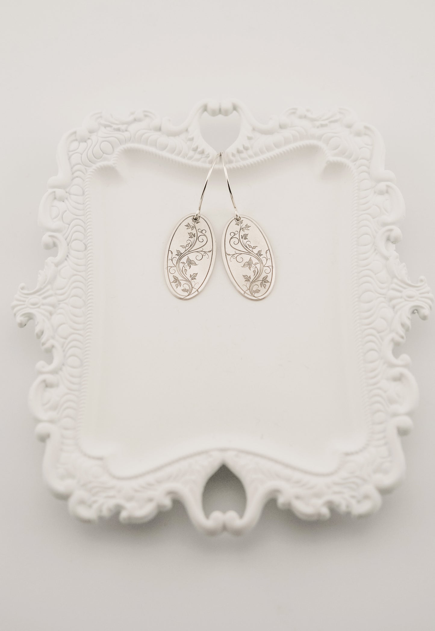 Earrings, Engraved Floral Earrings