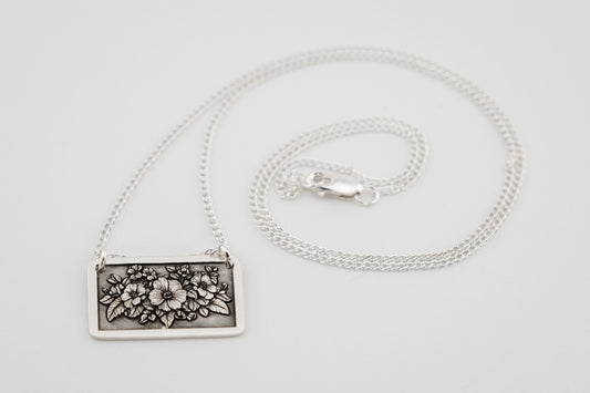 Necklace, Engraved Floral Frame Necklace 2