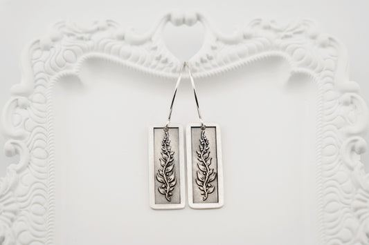 Earrings, Engraved Floral Vine Earrings (long)