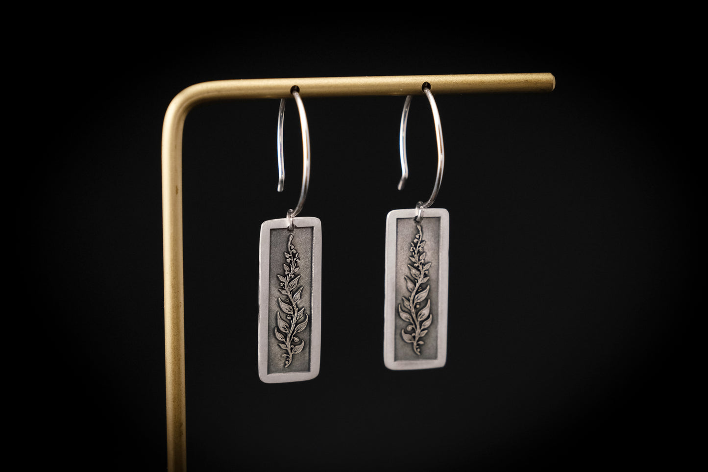 Earrings, Engraved Floral Vine Earrings (long)