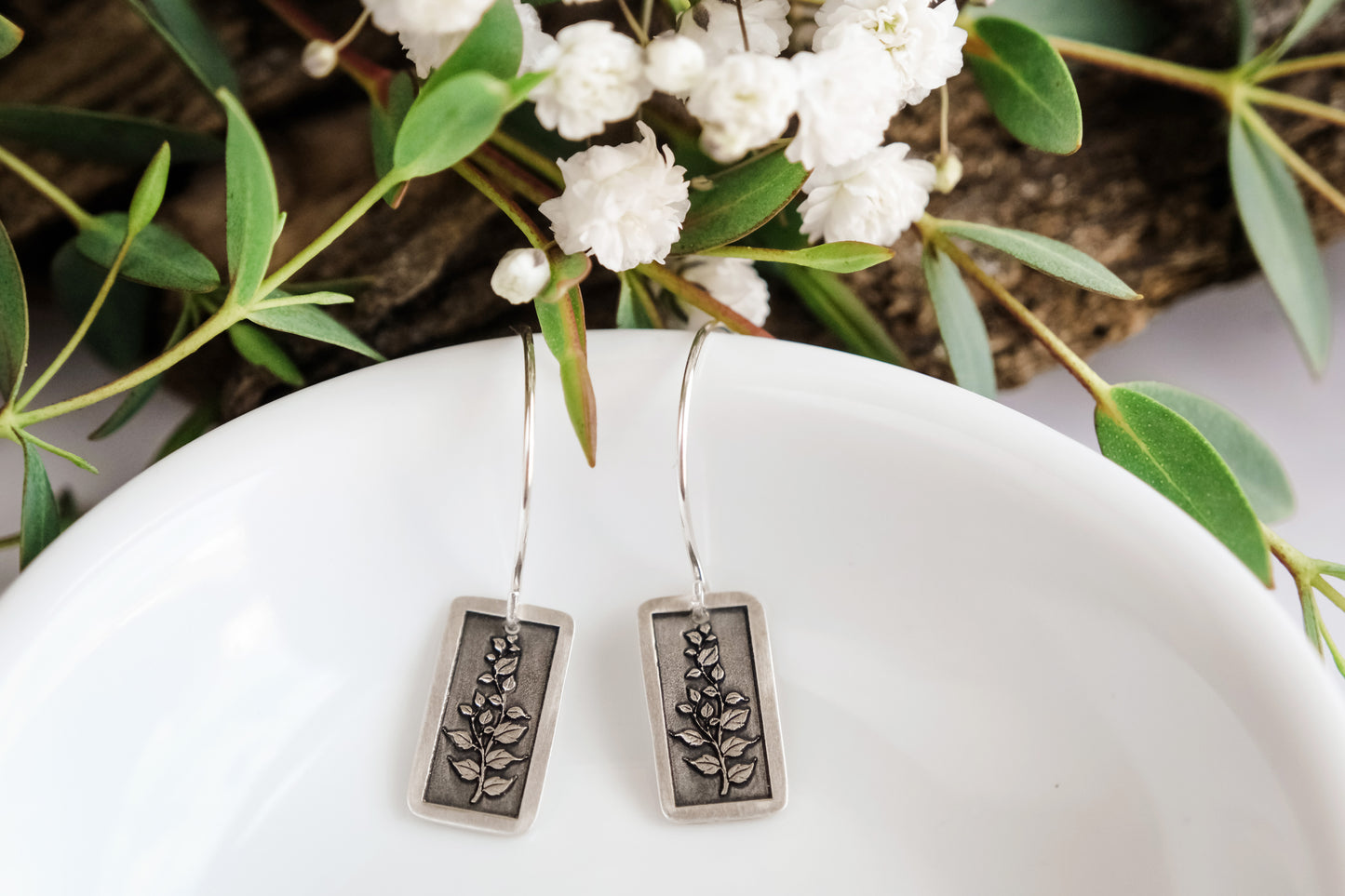 Earrings, Engraved Floral Vine Earrings (medium)