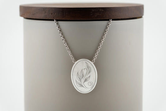 Necklace, Engraved "Leaf Art 1" Necklace with hidden bail