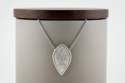 Necklace, Engraved "Leaf Art 3" Necklace with hidden bail