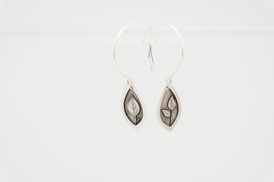 Earrings, Engraved Leaf Earrings