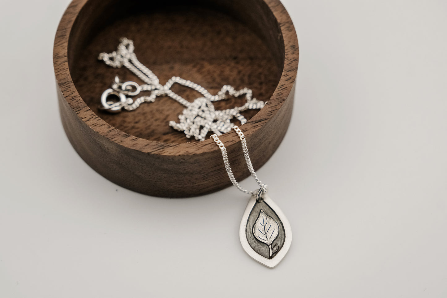 Necklace, Engraved Leaf Necklace