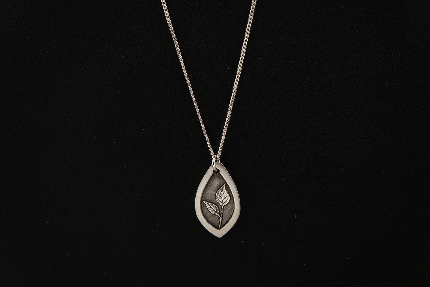 Necklace, Engraved Leaf Necklace