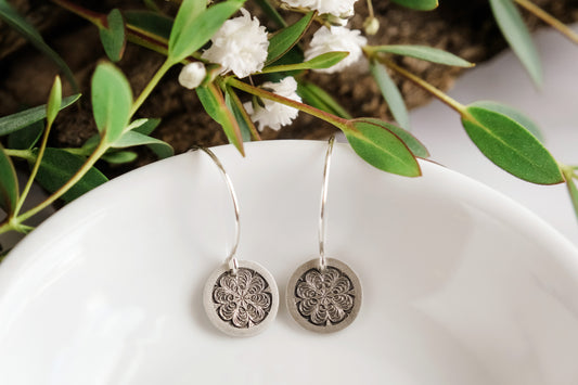 Earrings, Engraved Medallion 2 Earrings