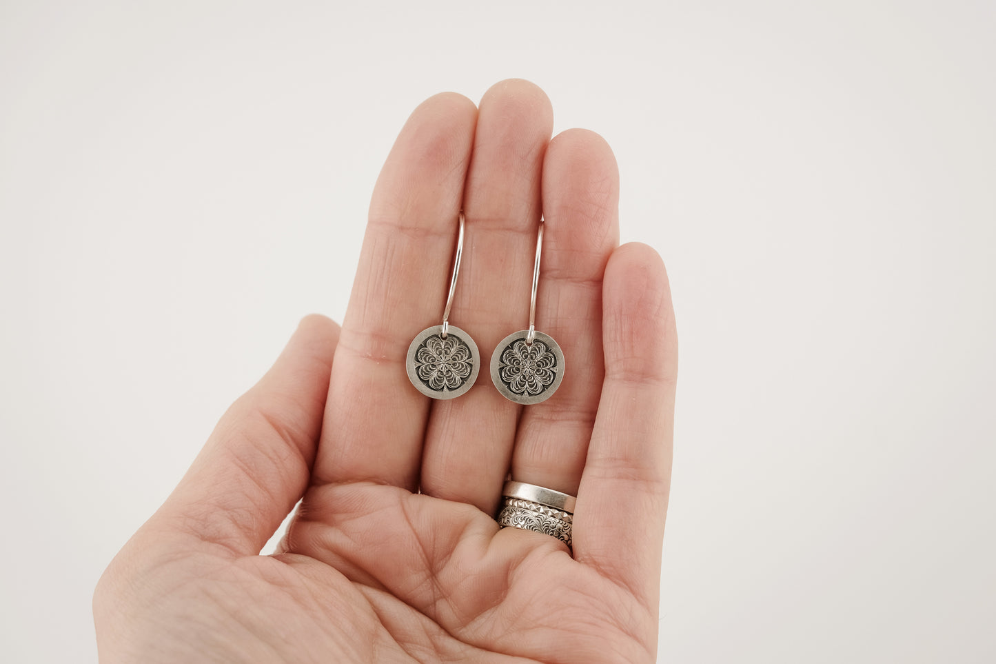 Earrings, Engraved Medallion 2 Earrings