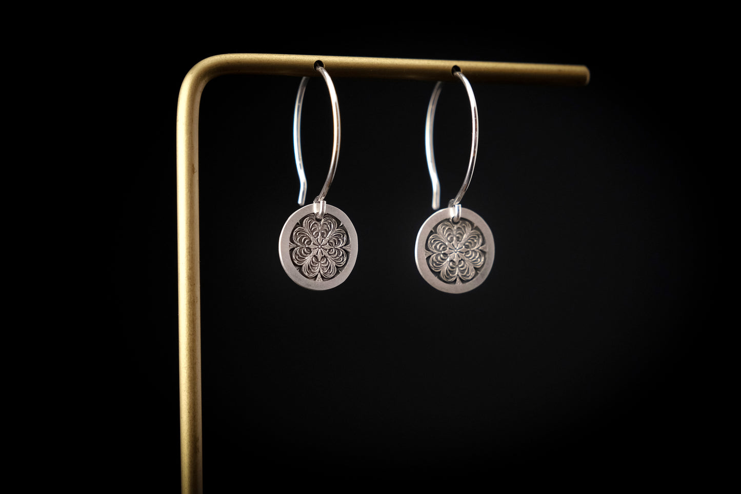 Earrings, Engraved Medallion 2 Earrings