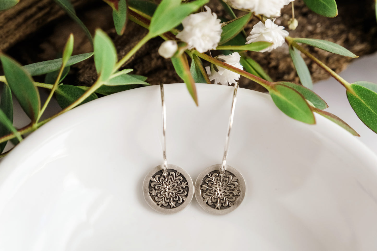 Earrings, Engraved Medallion 3 Earrings