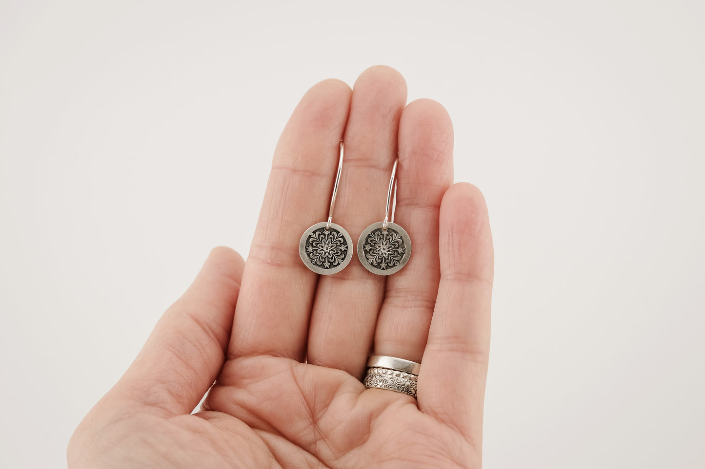 Earrings, Engraved Medallion 3 Earrings