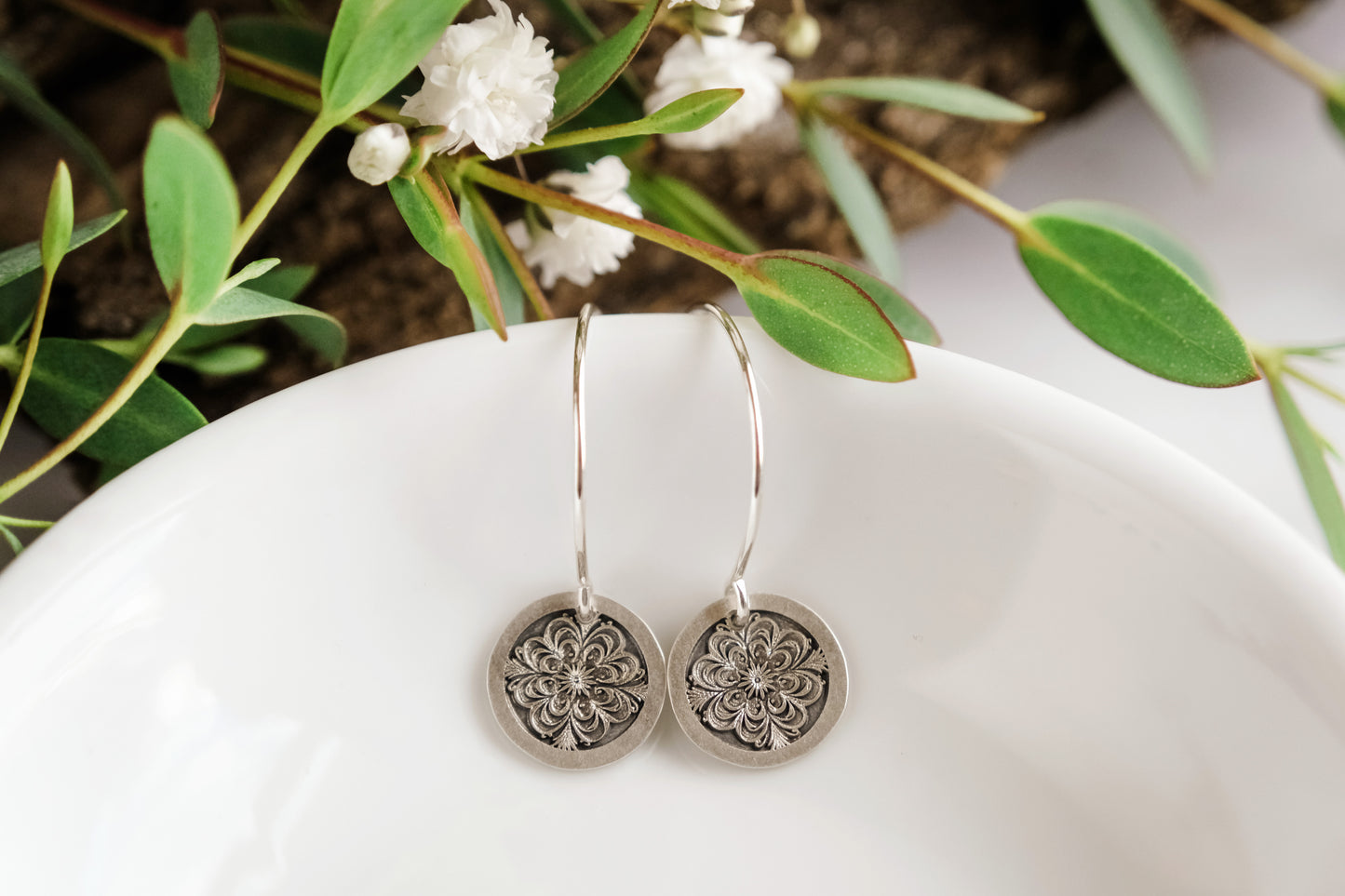 Earrings, Engraved Medallion 4 Earrings