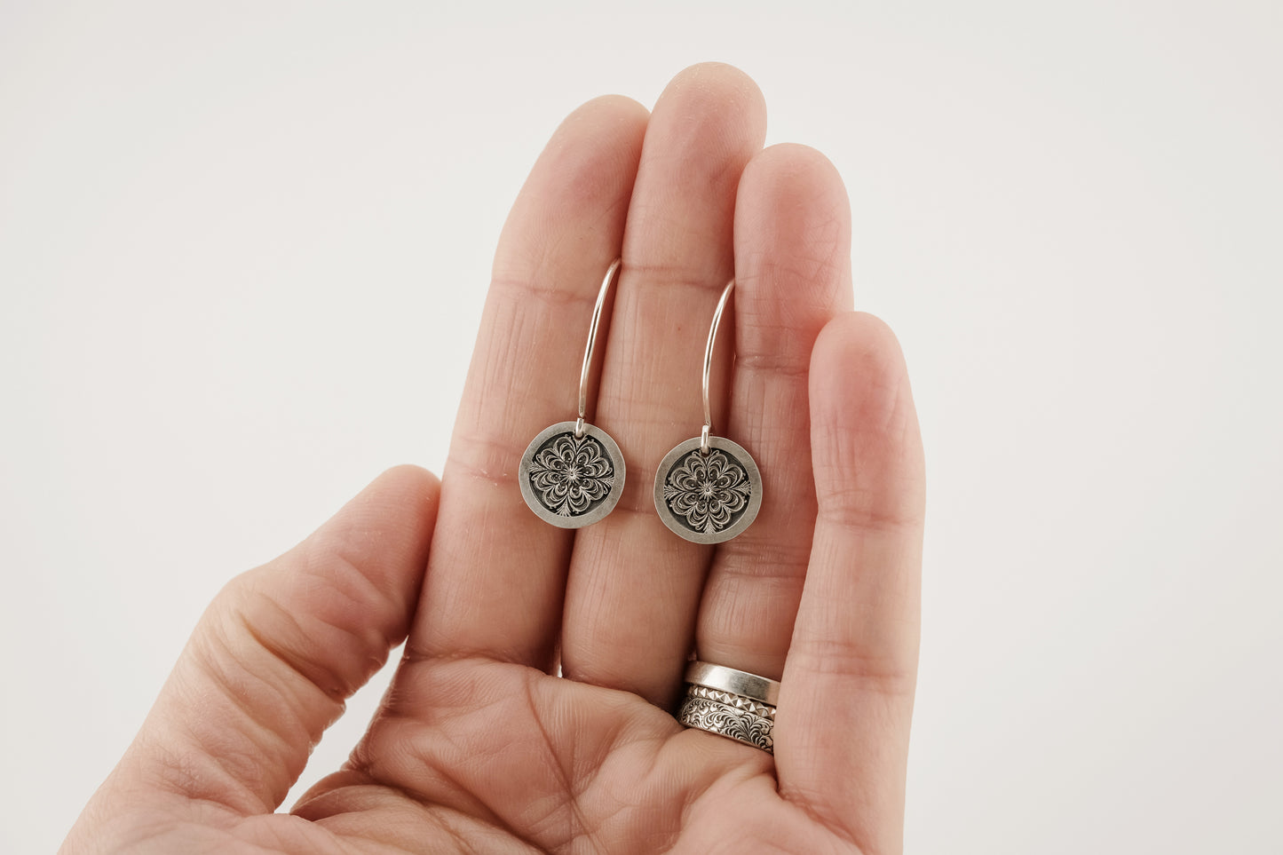 Earrings, Engraved Medallion 4 Earrings