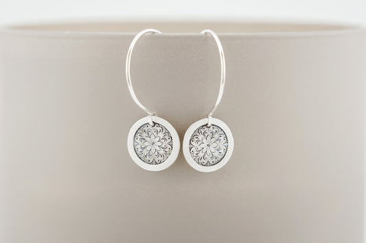 Earrings, Engraved Medallion Earrings