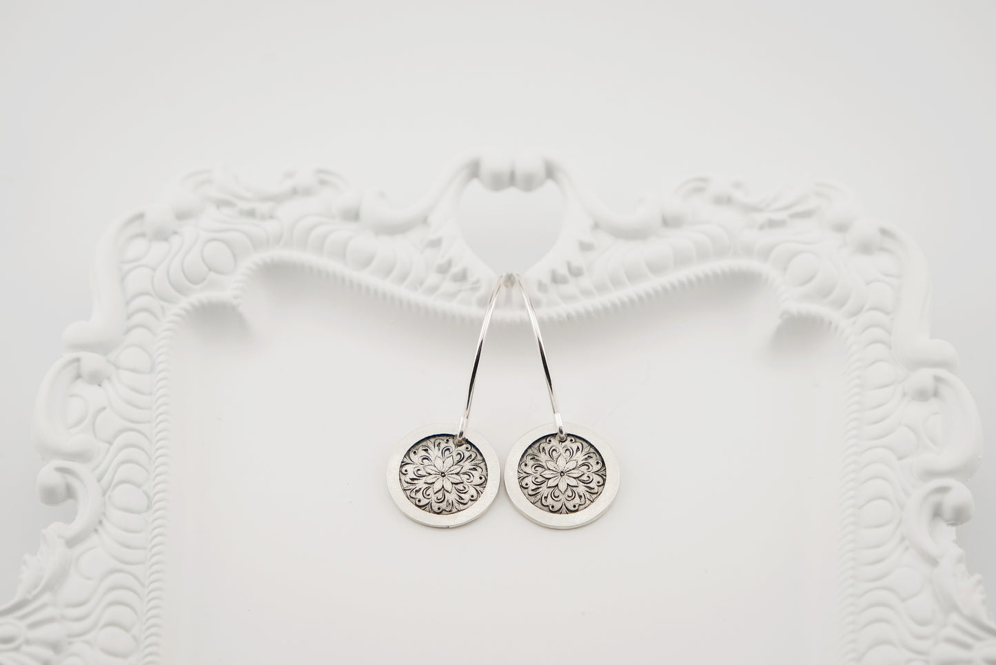 Earrings, Engraved Medallion Earrings