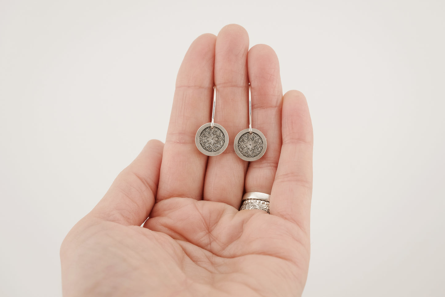 Earrings, Engraved Medallion Earrings