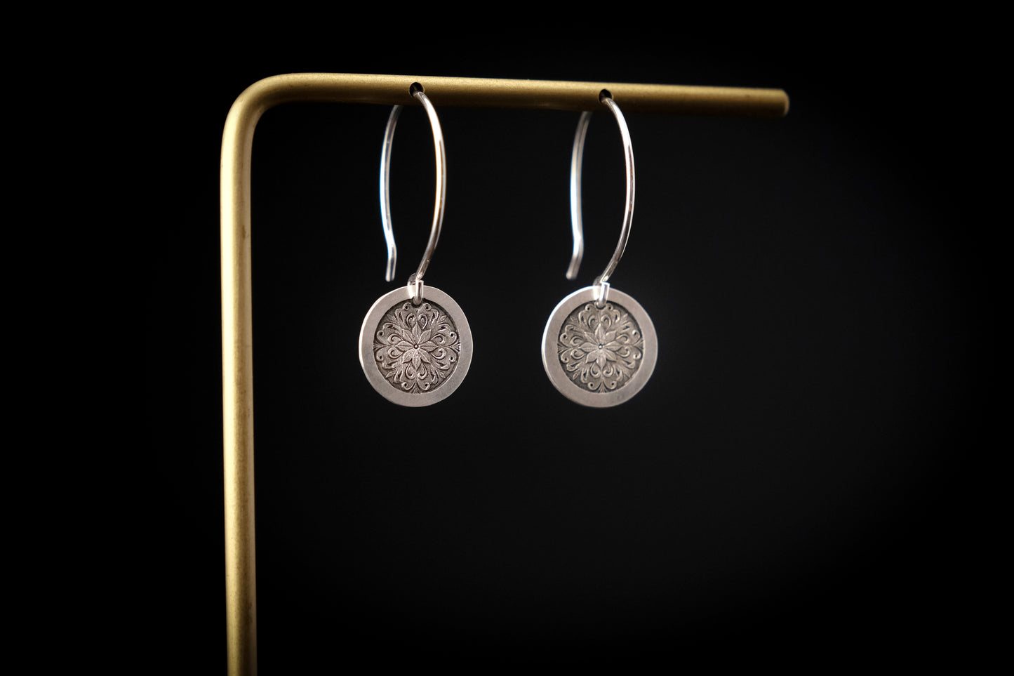 Earrings, Engraved Medallion Earrings