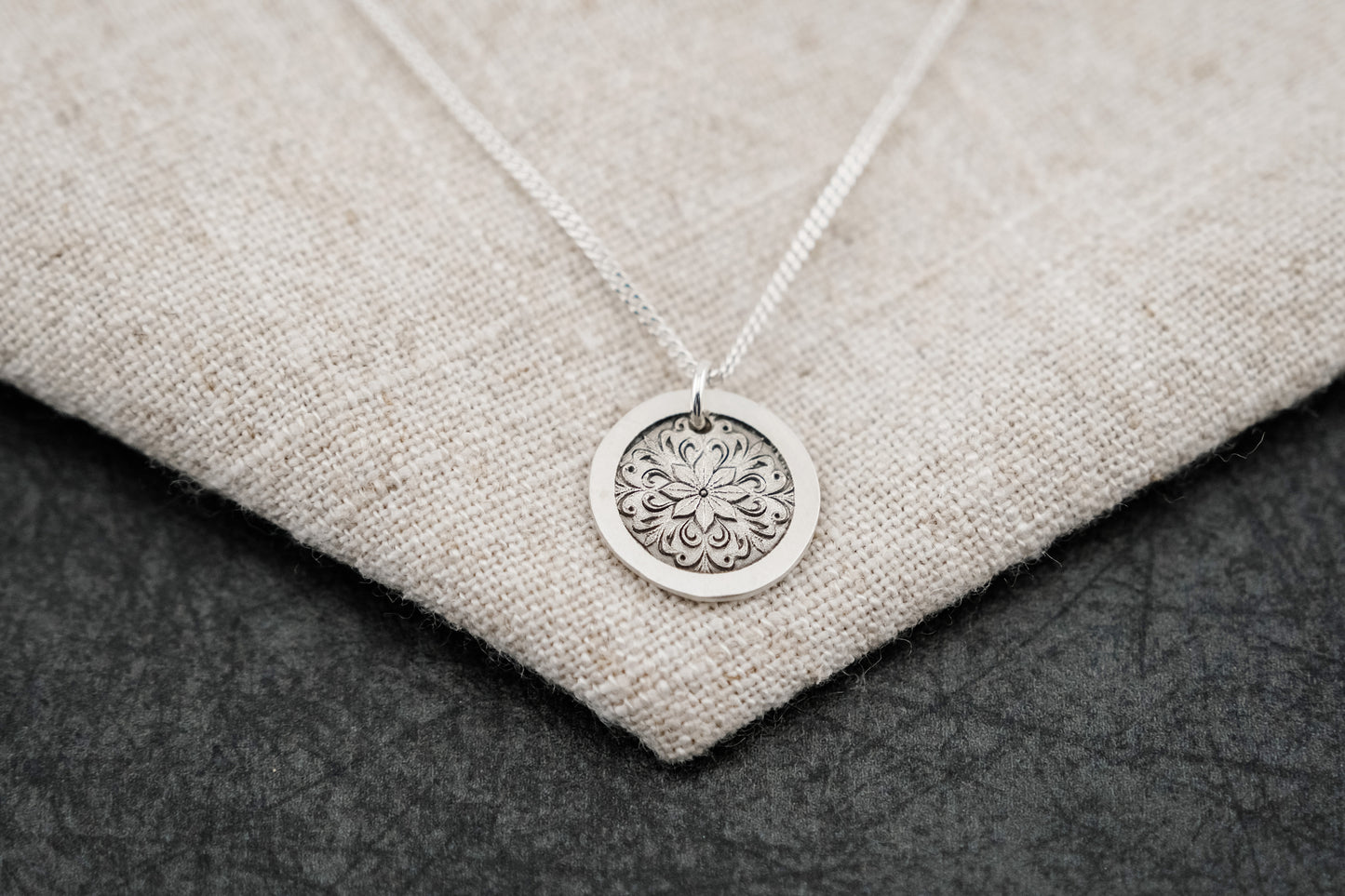 Necklace, Engraved Medallion Necklace