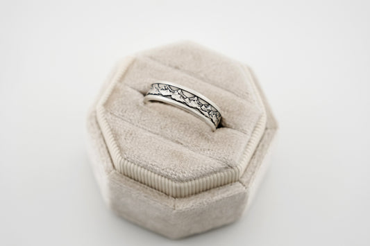 Ring, Engraved "Mountains" Sterling Silver Ring