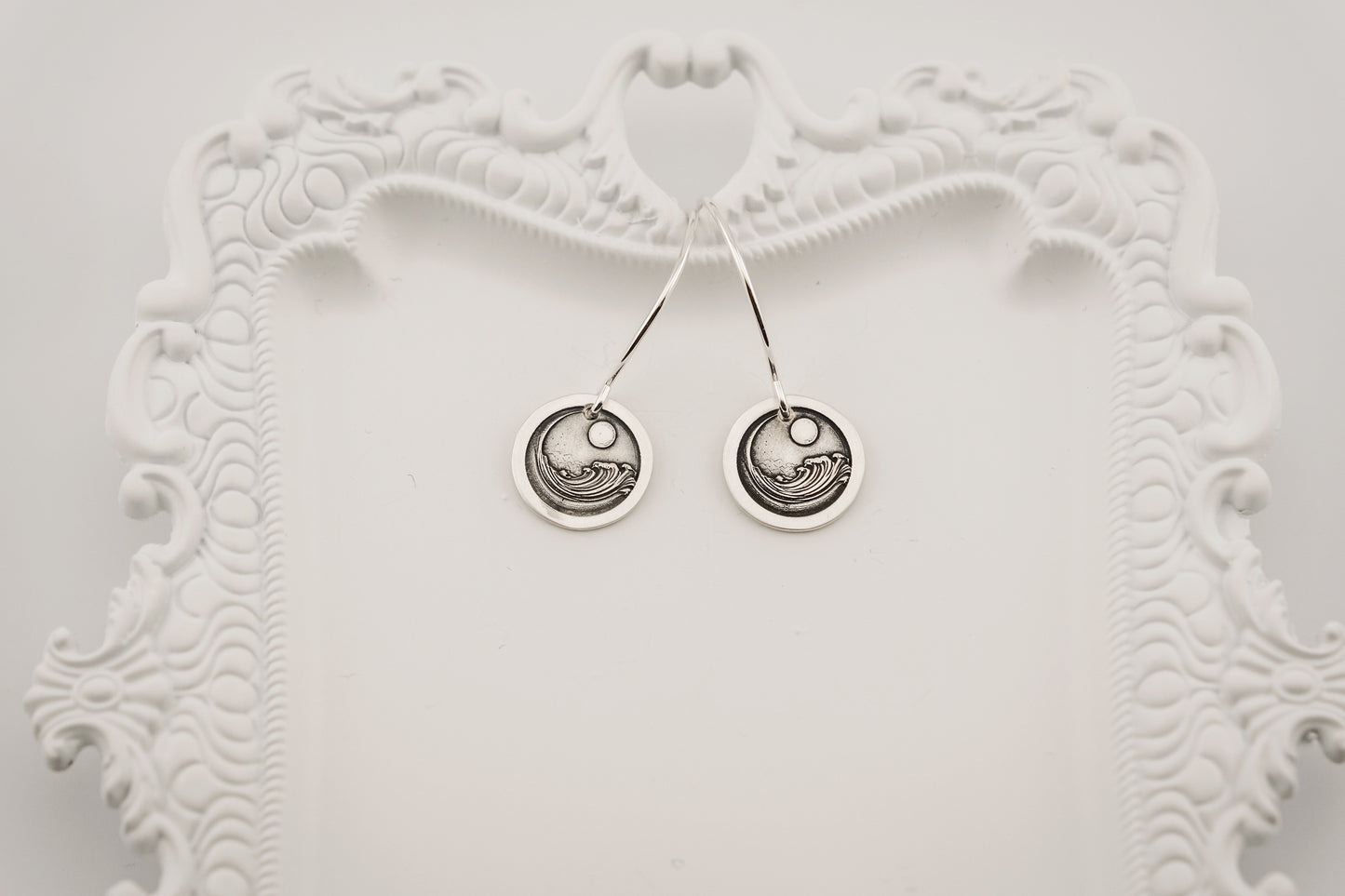 Earrings, Engraved "Ocean Wave" Earrings