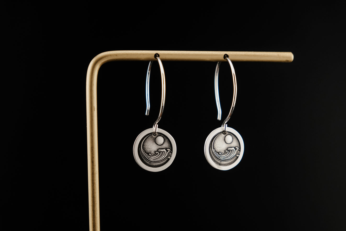 Earrings, Engraved "Ocean Wave" Earrings