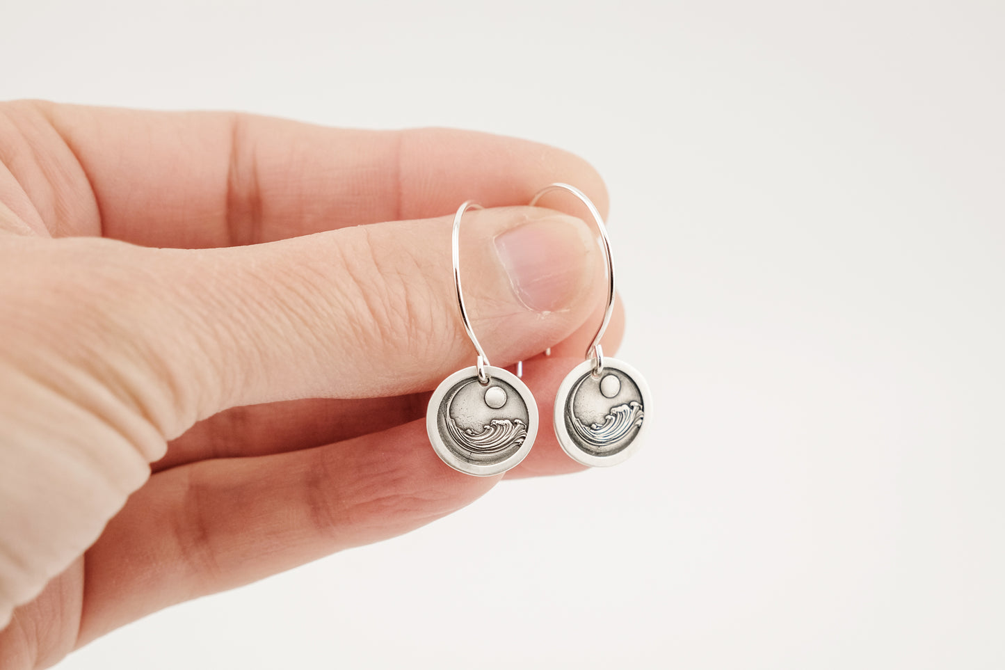 Earrings, Engraved "Ocean Wave" Earrings