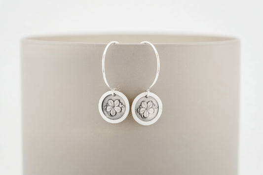 Earrings, Engraved Plumeria Earrings (round)