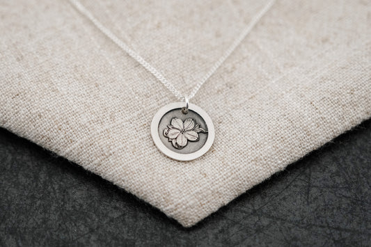 Necklace, Engraved Plumeria Necklace (round)