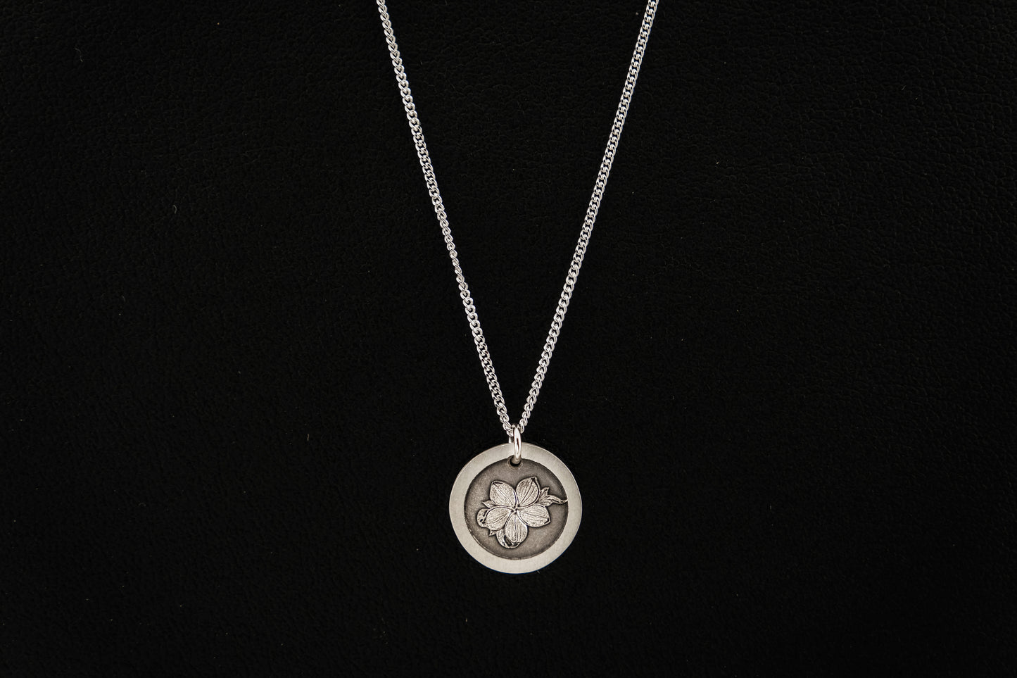 Necklace, Engraved Plumeria Necklace (round)