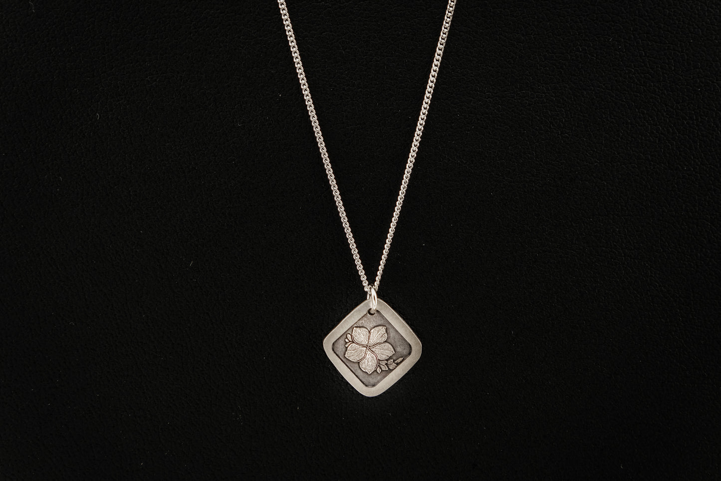 Necklace, Engraved Plumeria Necklace (square)