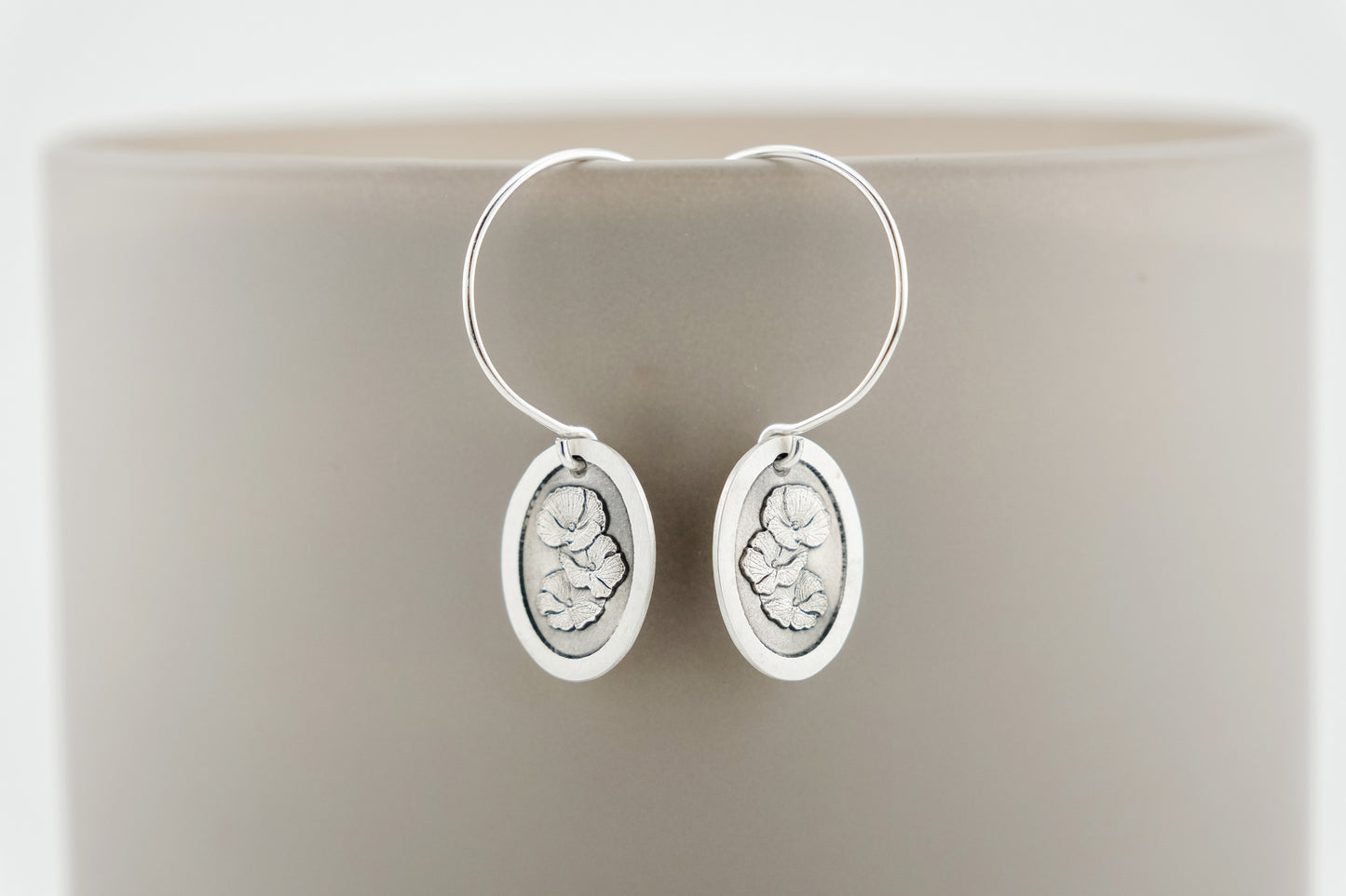 Earrings, Engraved Poppies Earrings